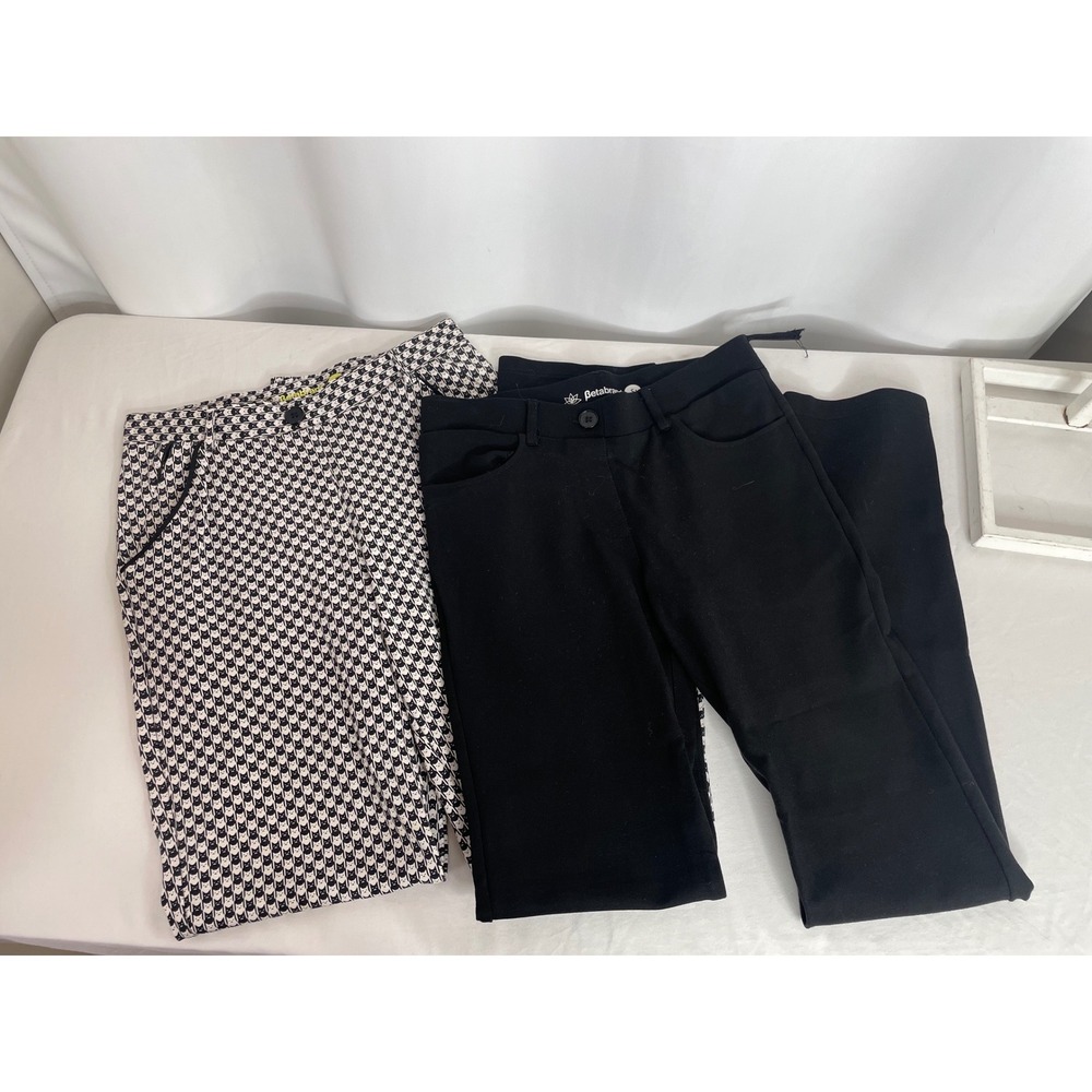 Betabrand Dress Pant Yoga Pants Women S Black Cat Pattern Bundle Excellent